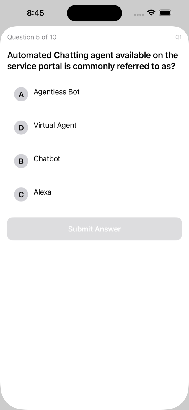 Practice question screen with detailed explanation